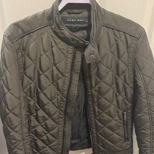 Zara Man Quilted Brown Jacket Size Medium